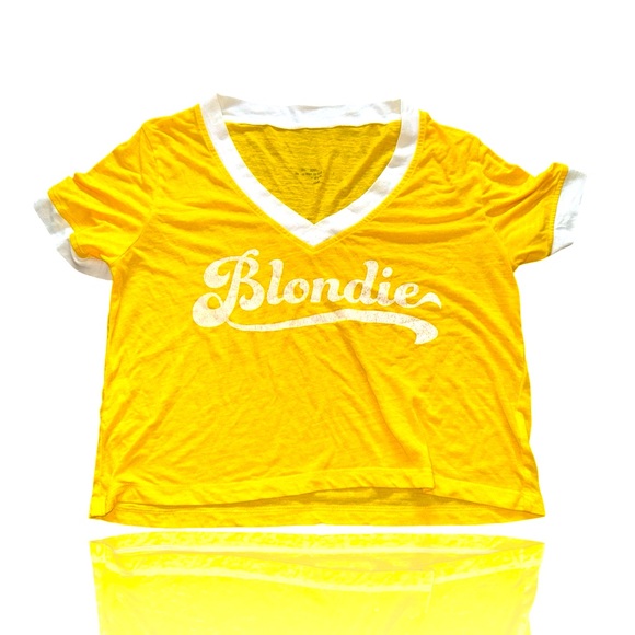 BLONDIE: Vintage Style Convert V-Neck Tee: New Wave: Debbie Harry: Womens Shirt - Picture 1 of 4